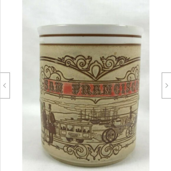 Vtg San Francisco Ceramic Coffee Mug SNCO 1984 Retro Blimp Street Trolley Scene - Picture 8 of 9